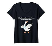 Womens Silly-Goose Inclusion Means Everyone Belongs Neurodiversity V-Neck T-Shirt