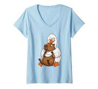 Women's Silly Goose Not A Hugger Capybara Hug Funny Sarcastic Humor V-Neck T-Shirt