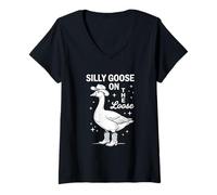 Women's Silly Goose On The Loose V-Neck T-Shirt