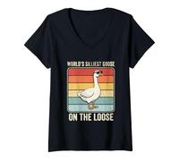 Women's Silly Goose On The Loose V-Neck T-Shirt