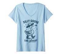 Womens Silly Goose On The Loose V-Neck T-Shirt