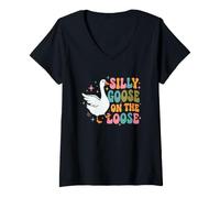 Women's Silly Goose On The Loose V-Neck T-Shirt