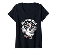 Womens Silly Goose on the Loose with Full Honk Chaos V-Neck T-Shirt