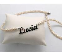 Women's Silver 925 Necklace with Pearl Chain and Customized Name All Names
