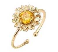 Women's Silver Adjustable Stylish Personality Daisy Sunflower Zircon Ring Sweet Flower Opening Finger Jewellery Daughter Rings with Beads Twist Rings Women Gifts, A, Metal, No Gemstone