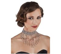 Womens Silver Beaded Gr oddess Choker Necklace Fancy Dress Jewellery
