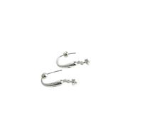 Women's Silver Celestial Huggie Hoop Earrings: Star & Moon Design, Sparkling Crystal Accents, Polished Silver Finish