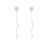 Women's Silver Dandelion Wave Threader Earrings - Fresh Long Tassel Earrings, Daily Commute & Date Accessory, Ideal for Birthday & Valentine's Day Gifting