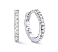 Womens Silver Earring Hoops 10MM Cubic Zirconia Huggies Earrings 925 Sterling Silver Small Hoop Earrings for Mother Wife