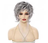 Women's Silver Gray Short Curly Hair Chemical Fiber Mechanism Pixie Cut Short Wig Heat-Resistant Synthetic Comfortable Breathable Short Curly Wig Silver Gray,8in (Silver Gray 8in)
