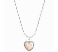 Women'S Silver Heart Necklace, Extended Pendant With Imitation Pearl, Modifiable Chain, Ooth, Gift Box And Thoughtful Gift Concept