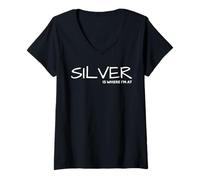Womens Silver is Where I'm at | Silver Pride | Aging Boldly V-Neck T-Shirt