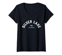 Womens Silver Lake L.A. Vintage Los Angeles California Neighborhood V-Neck T-Shirt
