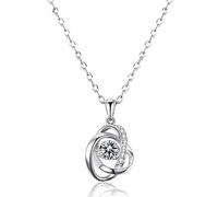 Women's Silver Necklace, Inlaid Zircon Pendant Blue/Silver Clavicle Chain, Anniversary, Valentine's Day Gifts for Girlfriend,Blue