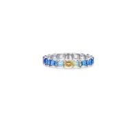 Womens Silver Ring, Pretty Rings for Women Rectangle with 2.5Ct Colourful Sapphire 18K White Gold Size L 1/2