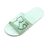 Women's Silver Shoes with Heel Women's Pair of Shoes Cartoon Cat Non-Slip Hollow Water Leakage Slippers Summer Home Bathroom Platform Slippers Shoes Women Black 38, Green, 7 UK