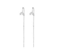 Women's Silver Two-Leaf Threader Earrings - Fresh Nature Style Earrings, Daily Commute & Date Accessory, Ideal for Birthday & Valentine's Day Gifting