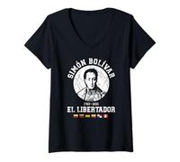 Womens Simón Bolívar El Libertador South American Independence V-Neck T-Shirt