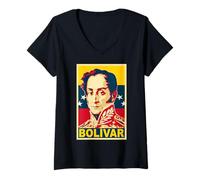 Womens Simon Bolivar Venezuela Propaganda V-Neck T-Shirt