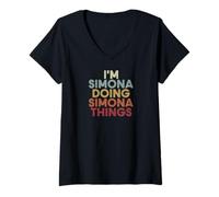 Women's Simona Name Simona Personalized Name First Given V-Neck T-Shirt