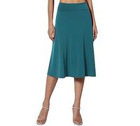 Women's Simple Comfort Basic Stretch A Line Flared Knee Length Skirt Chiffon Skirt (BU1, L)