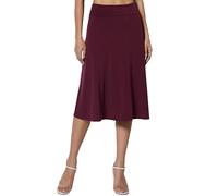 Women's Simple Comfort Basic Stretch A Line Flared Knee Length Skirt Drawstring Skirt (Purple, XL)