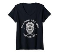 Women's Simple Old Man Gen X Grumpy Monkey Sunglasses Humor V-Neck T-Shirt