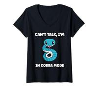 Womens Simple Snake reptile quote can't talk i'm a Cobra V-Neck T-Shirt