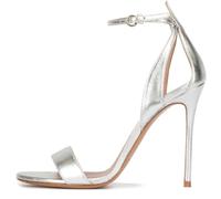 Womens Simplicity Stiletto Heel Open Toe Sandals, Classic Strappy Party High Heels Sandals with Adjustable Ankle Strap, for Daily Work Usual Party Wedding,Silver 2,9 UK