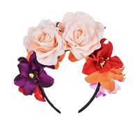 Womens Simulated Rose Flower Crown Headband Day Of The Dead Halloween He Hair Hoop For Girls Headband For Women Velvet Head Bands Adult Winter Head Bands Adult Makeup Cheap Band