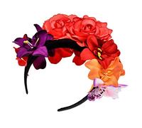 Womens Simulated Rose Flower Crown Headband Day Of The Dead Halloween He Hair Hoop For Girls Headband For Women Velvet Head Bands Adult Winter Head Bands Adult Makeup Cheap Band