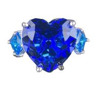 Women's Simulated Sapphire Jewelry Set Ocean Blue Tone Necklace Earrings Ring Formal Gala Trio Gift