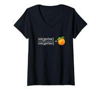 Women's sin(gerine)/cos(gerine) = tan(gerine) - Funny Math Tangerine V-Neck T-Shirt