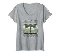 Women's Sing Me A Song Of A Lass That Is Gone Dragonfly V-Neck T-Shirt