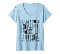 Womens Singapore's Famous Asian City Landmarks Art Singapore Lover V-Neck T-Shirt
