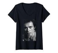 Womens Singer Adam Ant Rose Portrait By Allan Ballard V-Neck T-Shirt