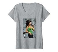 Womens Singer Amy Winehouse Live Glastonbury 2007 V-Neck T-Shirt