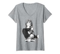 Womens Singer Cyndi Lauper Live By Allan Ballard V-Neck T-Shirt