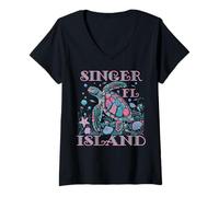 Womens SINGER ISLAND FL TURTLE LOVER COLORFUL BEACH SOUVENIR V-Neck T-Shirt