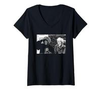 Womens Singer Model Grace Jones with Andy Warhol by Michael Grecco V-Neck T-Shirt
