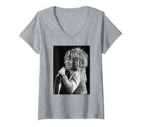 Womens Singer Tina Turner Break Every Rule World Tour 1987 V-Neck T-Shirt