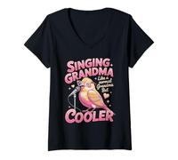 Women's Singing Grandma Like A Normal Grandma But Cooler V-Neck T-Shirt