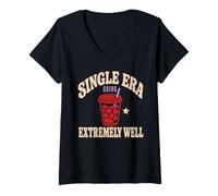 Women's Single By Choice Single Woman Peace Over Dating Gift V-Neck T-Shirt