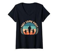 Women's Single Dad They Come First V-Neck T-Shirt