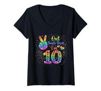 Women's Single Digits I'm 10 Double Digits Birthday Girl V-Neck T-Shirt