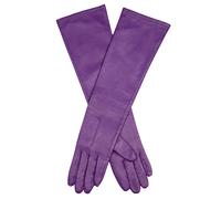 Women's Single-Point Long Above-Elbow Lined Leather Gloves - AMETHYST / S