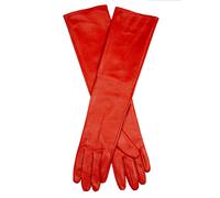 Women's Single-Point Long Above-Elbow Lined Leather Gloves - BERRY / S