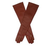 Women's Single-Point Long Above-Elbow Lined Leather Gloves - COGNAC / L