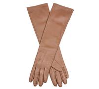 Women's Single-Point Long Above-Elbow Lined Leather Gloves - COUNTRY BROWN / L