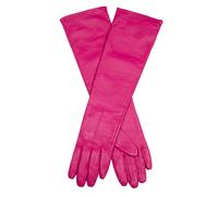 Women's Single-Point Long Above-Elbow Lined Leather Gloves - HOT PINK / S